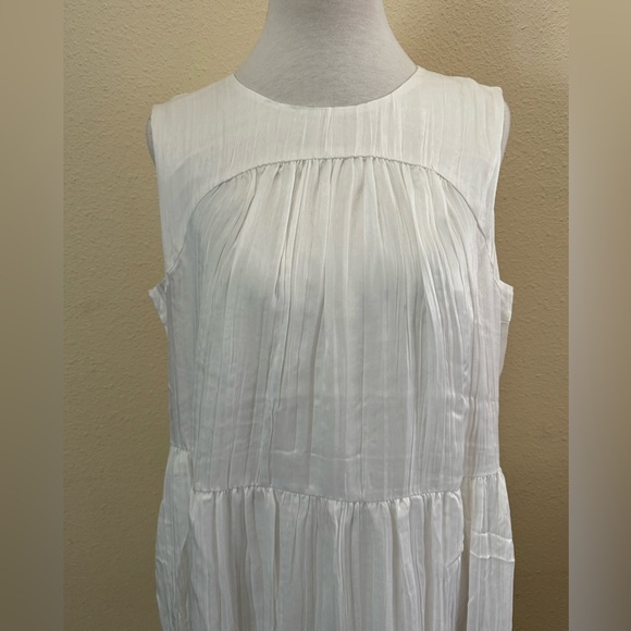 Alfani Pleated Midi Desert Breeze White Tiered Sleeveless Dress L - Picture 2 of 13